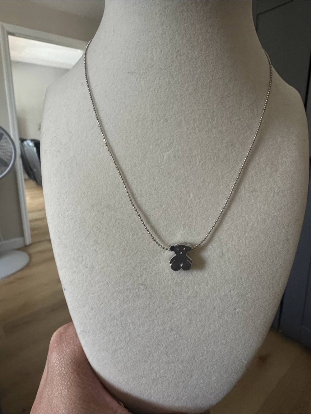 Silver Teddy Bear Pendant Necklace - Women's Jewelry